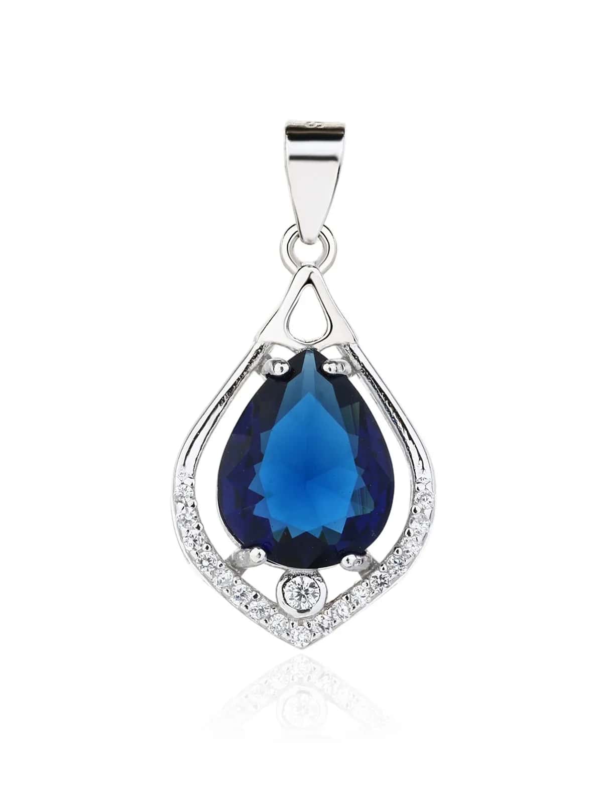 Colgante con circonitas azul oscuro, plata de ley 925 con baño de rodio
