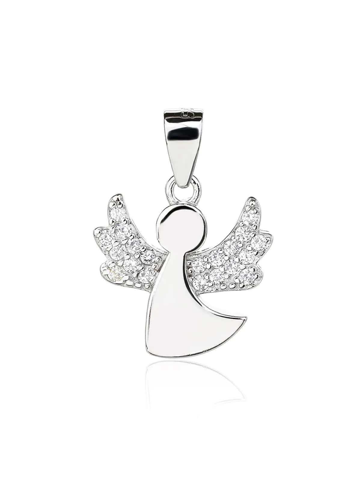 Colgante ángel de plata de ley 925 con baño de rodio (sin cadena)