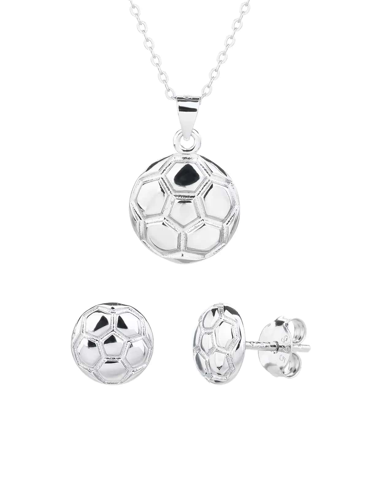 Conjunto de joyas de plata con balón de fútbol