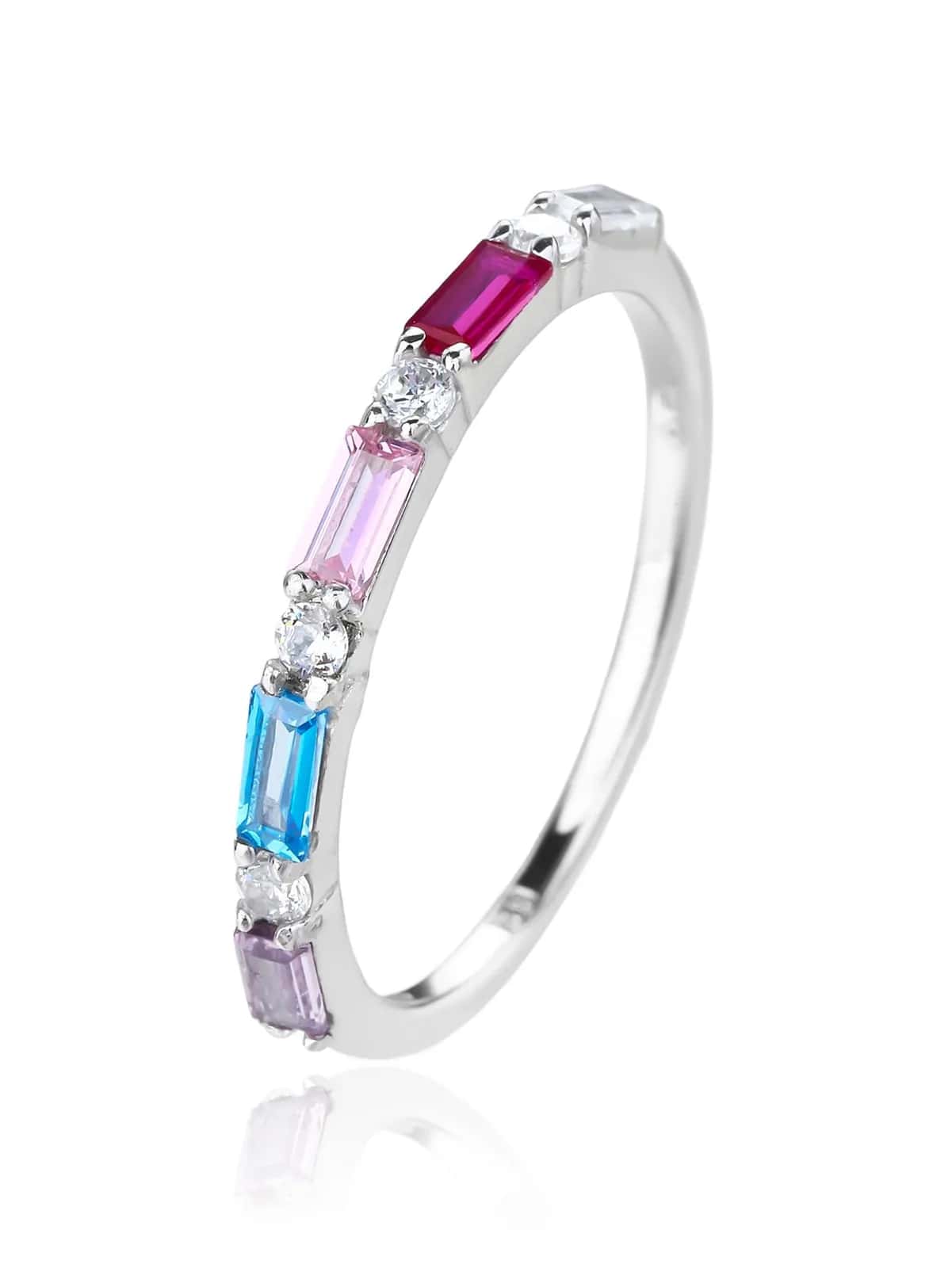 Anillo de plata con circonitas de colores